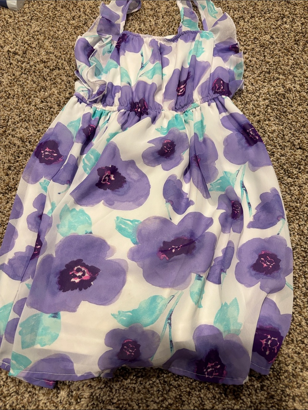 Place Lavender Floral Sundress with Aqua Leaves